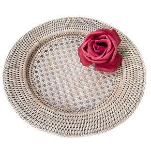 Artifacts Trading Company Rattan Open Weave Charger White Wash